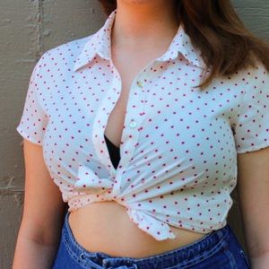 Super duper cute heart button down blouse!